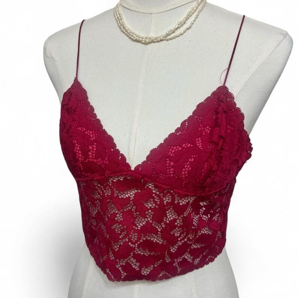 Intimately Free People dark red lace crop tank top bralette rave festival boho